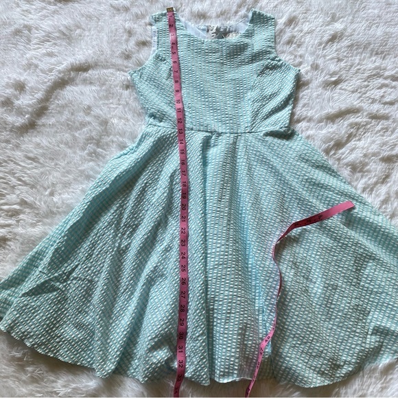 Vintage retro 50s style dress circle skirt - blue gingham - Picture 9 of 14